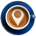 Espresso kafa u plavoj šoljici sa latte art penom u obliku pina za lokaciju – Espresso Guide